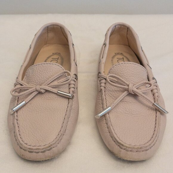 TOD'S Pink Leather Gommino Driving Loafers Shoes Size 35.5 Made in Italy - Picture 1 of 7
